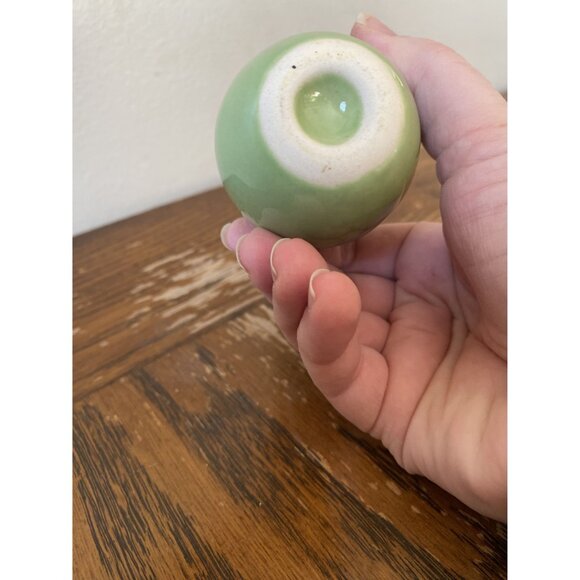 Vintage Green Ceramic Miniature Pitcher Vase With Handle - Picture 3 of 5